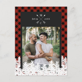 Buffalo Karo Arrow Monogram Foto Save the Date Ankündigungspostkarte