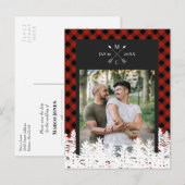 Buffalo Karo Arrow Monogram Foto Save the Date Ankündigungspostkarte (Vorne/Hinten)