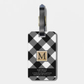 Buffalo Karo B&W Monogram Front | Kontaktinformati Gepäckanhänger (Rückseite vertikal)