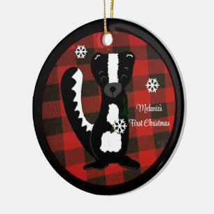 Buffalo-Karo-Babys erstes Weihnachten-Ornament Keramik Ornament