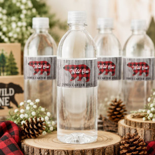 Buffalo Karo Bär Wild One Jungen 1. Geburtstagsfei Wasserflaschenetikett