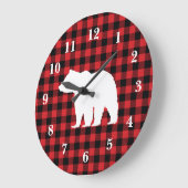 Buffalo Karo Bear Wilderness Hüttenwirbel Kissen Große Wanduhr (Winkel)