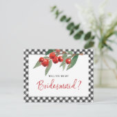 Buffalo Karo Black & White Bridesmaid Vorschlag Postkarte (Stehend Vorderseite)