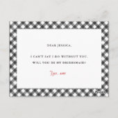 Buffalo Karo Black & White Bridesmaid Vorschlag Postkarte (Rückseite)