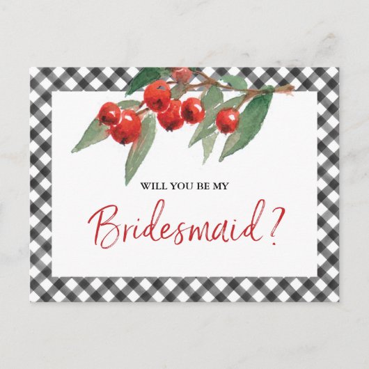 Buffalo Karo Black & White Bridesmaid Vorschlag Postkarte (Vorderseite)