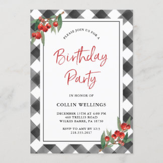 Buffalo Karo Black & White Custom Geburtstagsparty Einladung