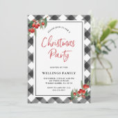 Buffalo Karo Black & White Custom Weihnachtsfest P Einladung (Stehend Vorderseite)