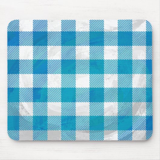 Buffalo Karo Blau und Weiß Mousepad (Vorne)