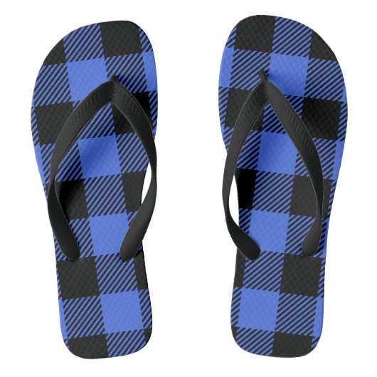 Buffalo Karo Blue & Black Lumberjack Kariertes Dek Badesandalen (Fußbett)
