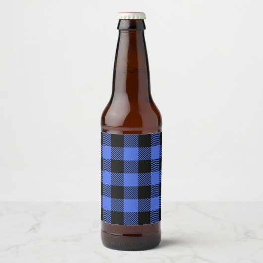 Buffalo Karo Blue & Black Lumberjack Kariertes Dek Bierflaschenetikett (Vorderseite)