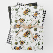 Büffalo Karo Bow & Sunflower Trio Wrapping Paper Geschenkpapier Set (Beispiel)