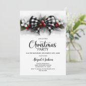 Buffalo-Karo-Bow-Weihnachtsfeier Einladung (Stehend Vorderseite)