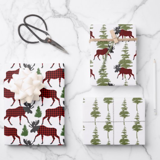 Buffalo Karo Bull Moose Geschenkpapier Set (Vorderseite)