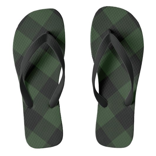 Buffalo Karo Celtic Green und Black Squares Karier Badesandalen (Fußbett)