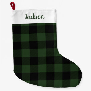Buffalo Karo Celtic Green und Black Squares Karier Großer Weihnachtsstrumpf