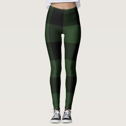 Buffalo Karo Celtic Green und Black Squares Karier Leggings (Vorderseite)