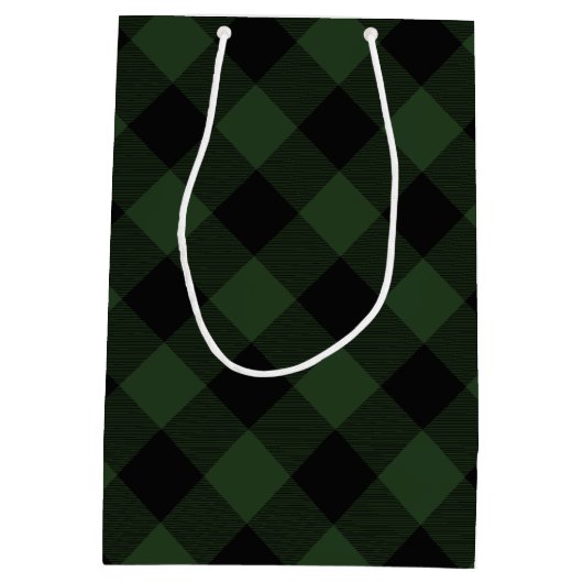 Buffalo Karo Celtic Green und Black Squares Karier Mittlere Geschenktüte (Rückseite)