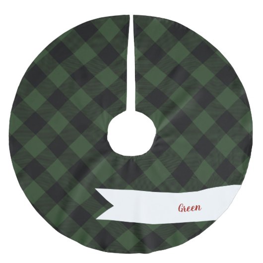 Buffalo Karo Celtic Green und Black Squares Karier Polyester Weihnachtsbaumdecke (Vorderseite)
