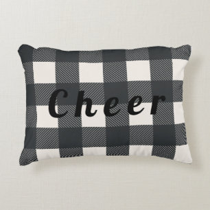 Buffalo Karo Cheer Black Typografy Holiday Dekokissen