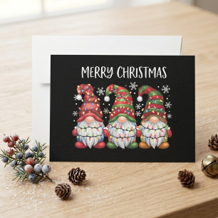 Buffalo-Karo-Christmas-Gnom-Trio mit Lichtern Feiertagskarte