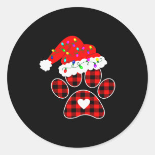 Buffalo Karo Christmas Pfote Hund Mit Santa Hut & Runder Aufkleber