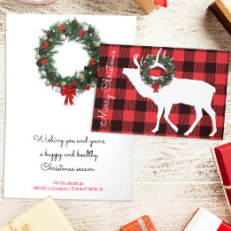 Buffalo-Karo-Elch-Weihnachtskranz individuell ange Feiertagskarte
