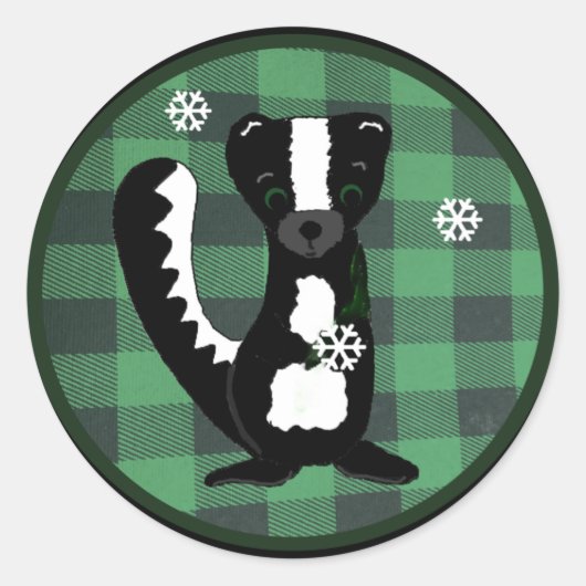 Buffalo Karo Forest Skunk Holiday Round Sticker (Vorderseite)