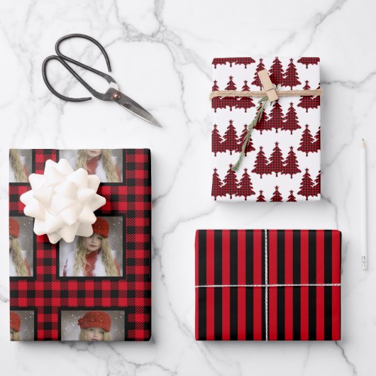 Buffalo Karo Foto Weihnachten Geschenkpapier Set (Vorderseite)