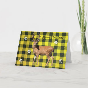 Buffalo-Karo-Gelb-Waldhirsch-Weihnachtskarte Feiertagskarte