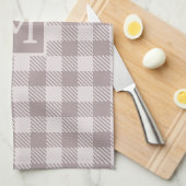 Buffalo-Karo Gingham-Karo Beige Monogramm Geschirrtuch (Viertel Falte)