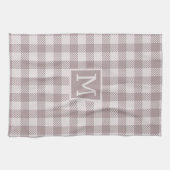 Buffalo-Karo Gingham-Karo Beige Monogramm Geschirrtuch (Horizontal)