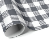 Buffalo Karo Gingham-Muster Holzkohle grau Geschenkpapier (Rolleneckpunkt)