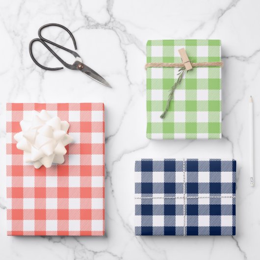Buffalo Karo Gingham Muster Set Holiday Geschenkpapier Set (Vorderseite)