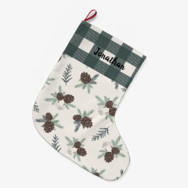 Buffalo Karo Gingham Name Hunter Green Niedlich Großer Weihnachtsstrumpf
