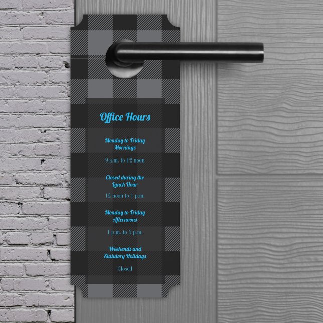 Buffalo Karo - Grau und Schwarz Türanhänger (Buffalo Check - Gray and Black Door Hanger by Office Accessories Shop)