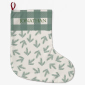 Buffalo Karo Green Kariert Typografy Holiday Großer Weihnachtsstrumpf (Vorderseite)
