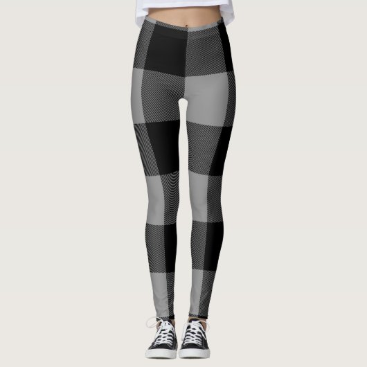 Buffalo Karo Grey and Black Squares Kariert Leggings (Vorderseite)