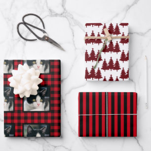 Buffalo-Karo Haustier-Foto-Weihnachten Geschenkpapier Set