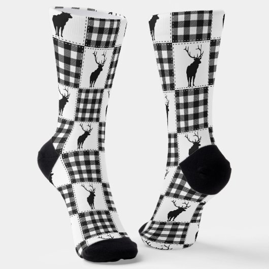 Buffalo-Karo-Hirsch-Rustikales-Waldmuster Socken (Gewinkelt)