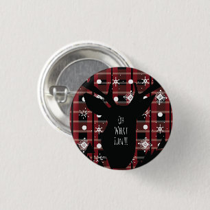 Buffalo Karo Hirsch Schneeflocken Weihnachtsfeier Button