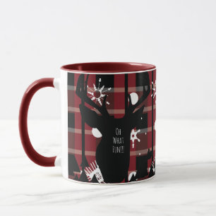 Buffalo-Karo-Hirsch-Schneeflocken-Weihnachtsfeier Tasse