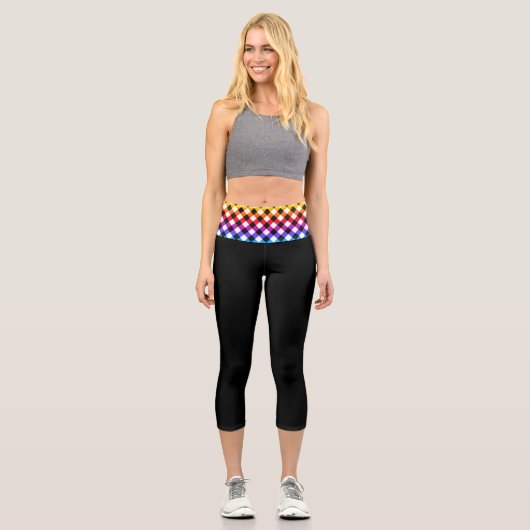 Buffalo Karo Hochgebäck Capri Yoga Pants Leggings (Vorderseite)