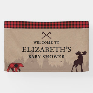 Buffalo-Karo-Holzfäller-Baby-Shower-Willkommenssch Banner