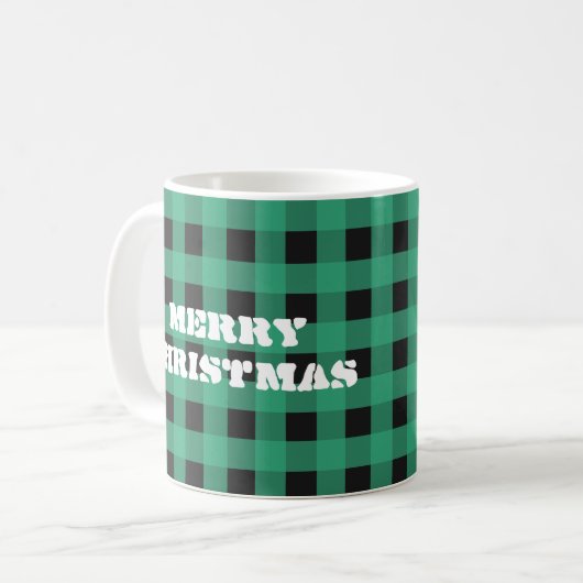Buffalo Karo Kariert Custom Monogram Christmas Kaffeetasse (Vorderseite Links)