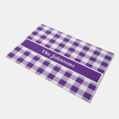 Buffalo Karo Kariert Lila und weiß personalisieren Fußmatte (Schrägansicht)