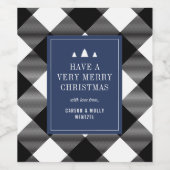 Buffalo Karo Kariert Weihnachten Personalisiertes  Weinetikett (Einzelnes Label)