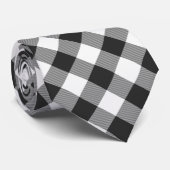 Buffalo Karo Karierte weiße und schwarze Quadrate Krawatte (Gerollt)