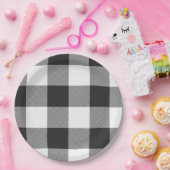 Buffalo Karo Karierte weiße und schwarze Quadrate Pappteller (Party)