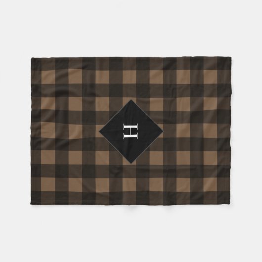 Buffalo Karo Kariertes Farbbraunes Monogramm Fleecedecke (Vorderseite (Horizontal))