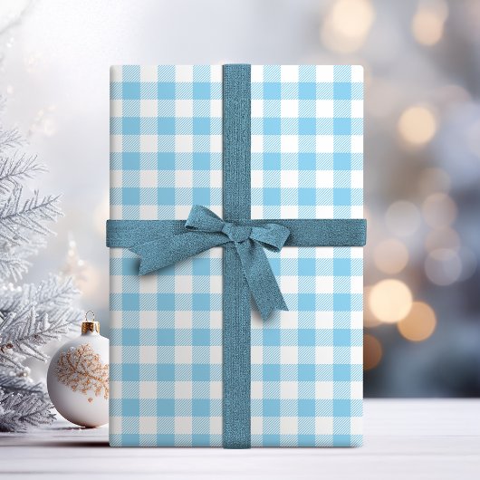 Buffalo Karo Karomuster hellblau Geschenkpapier